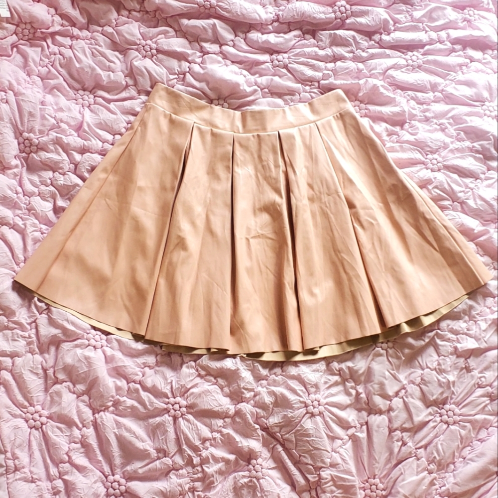 Forever 21 Pink faux/pleather pleated skirt